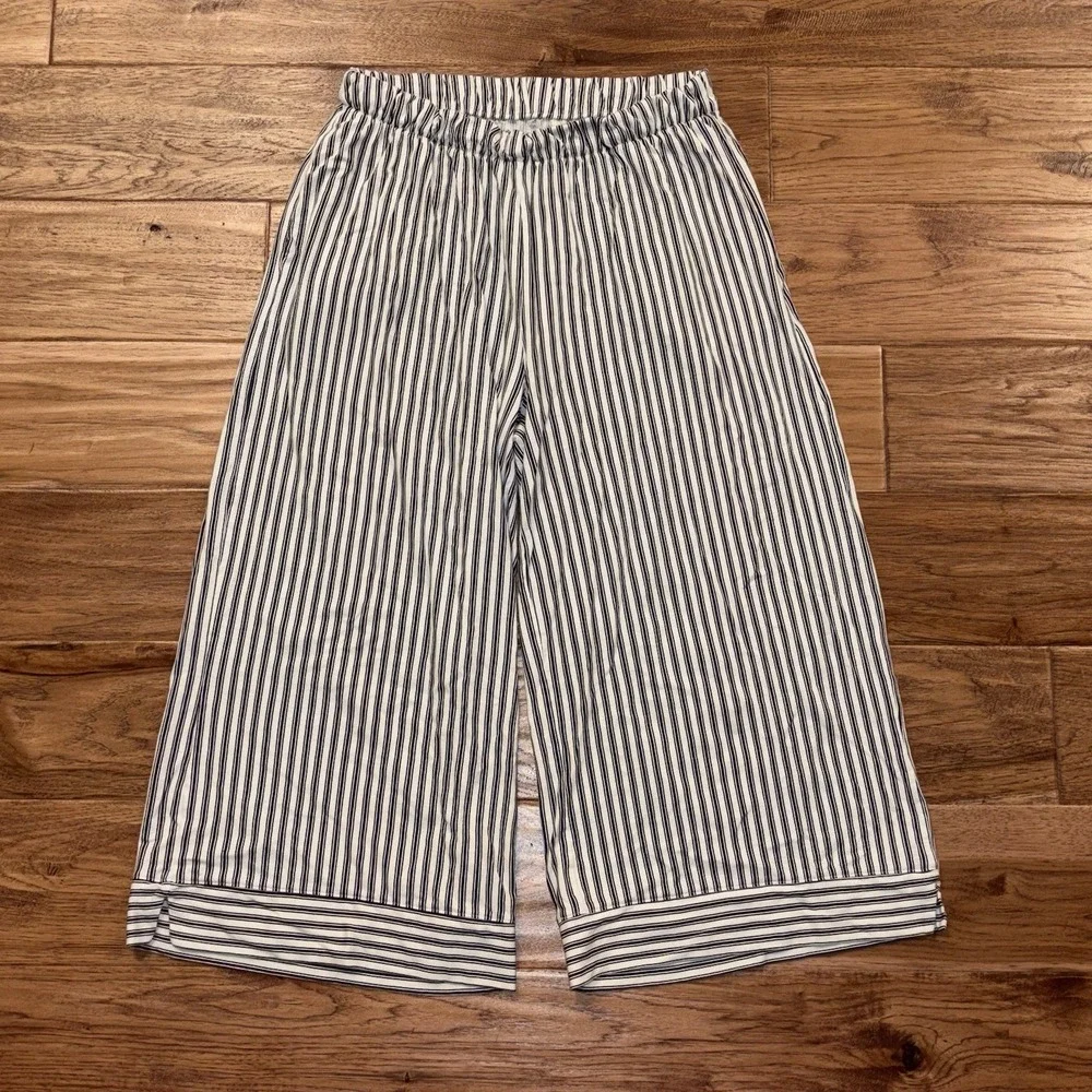 Petite Plume Pima Pajama Set in Navy French Ticking Women's Large
